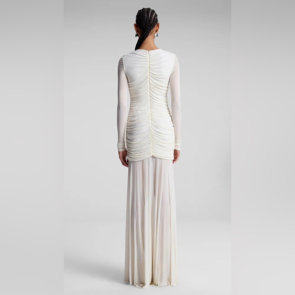 A.L.C. fawn ruched mesh maxi dress in off white color - Picture 4 of 7